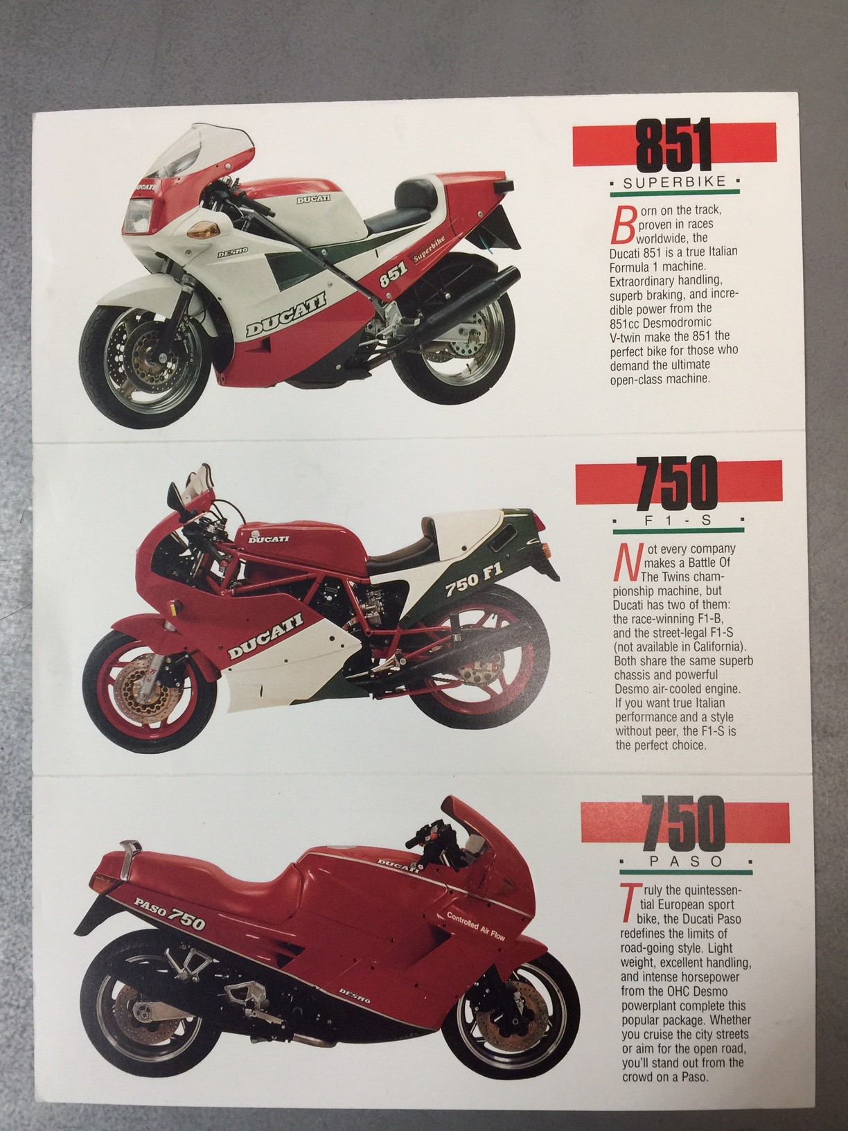 Brochure: Ducati 750F1 Paso & 851