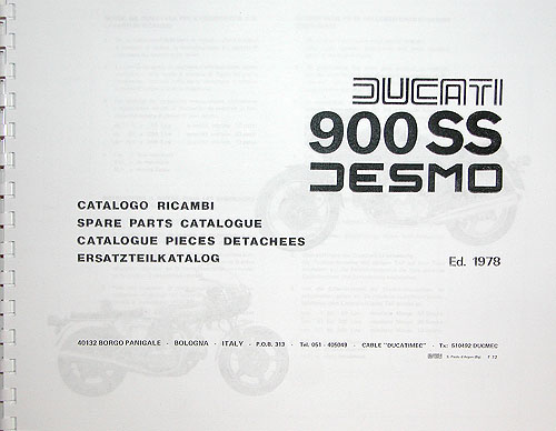 Ducati 900 Super Sport Parts Catalog 1978 - Digital
