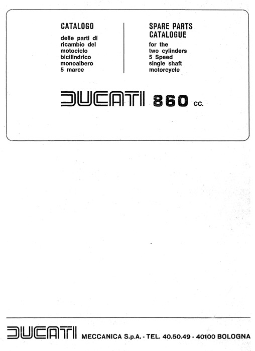 Ducati 860 Parts Catalog - Digital