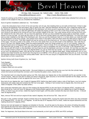 Dyna-S Ignition Installation Notes