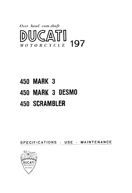 Ducati 450 OHC Owner Manual - Digital