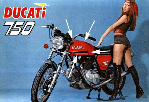 Sticker Set: 750GT Gas Tank Stripes - Straight Black