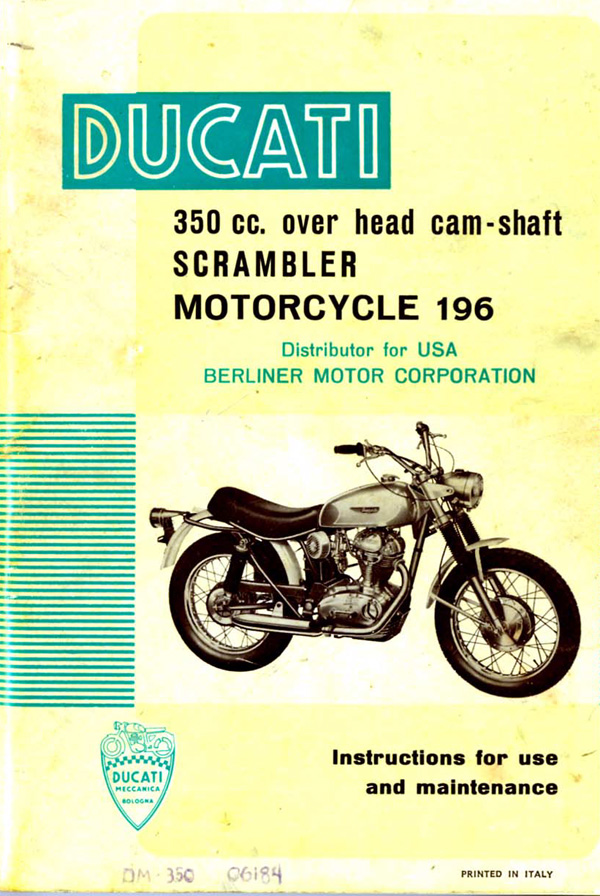 Ducati 350 Scrambler Owner Manual 1968 - Digital