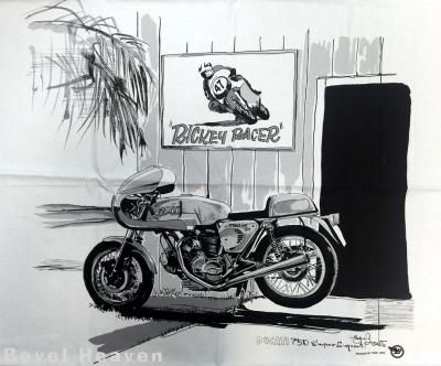 Banner: 43" x 46" 750SS 'Ricky Racer' Cloth Tapestry