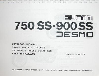 Ducati 750SS & 900SS Parts Catalog 1975 & 76 - Digital