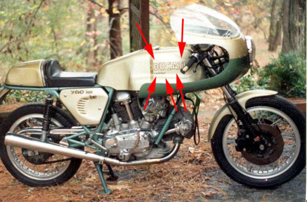 Sticker Set: 750SS "Greenframe" Gas Tank "DUCATI DESMO"