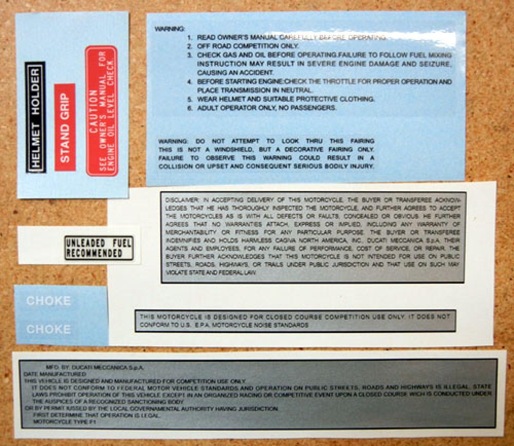 Sticker Set: 750 F1 "Warnings"