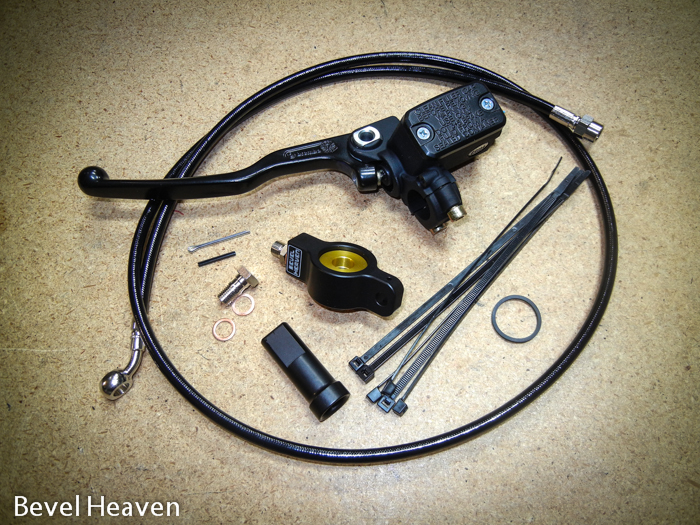 This shows the sliver brake lever with the kit