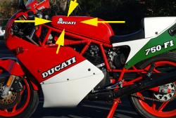 Sticker Set: 750F1 Gas Tank DUCATI w/Elephant Logo