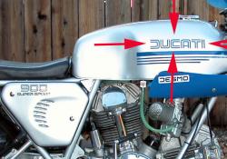 Sticker: 900SS gas tank DUCATI -dualine- logo