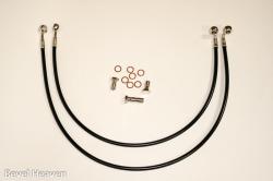 Stainless Steel Front Brake Line Kit - MC to 2 Calipers, Fits Clipons