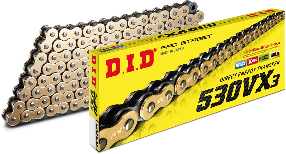 Chain - DID 530 VX3 Gold & Black X-Ring, 110 Pins